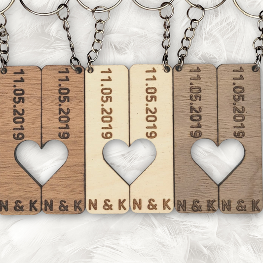 2 Custom Matching Wood Keychains