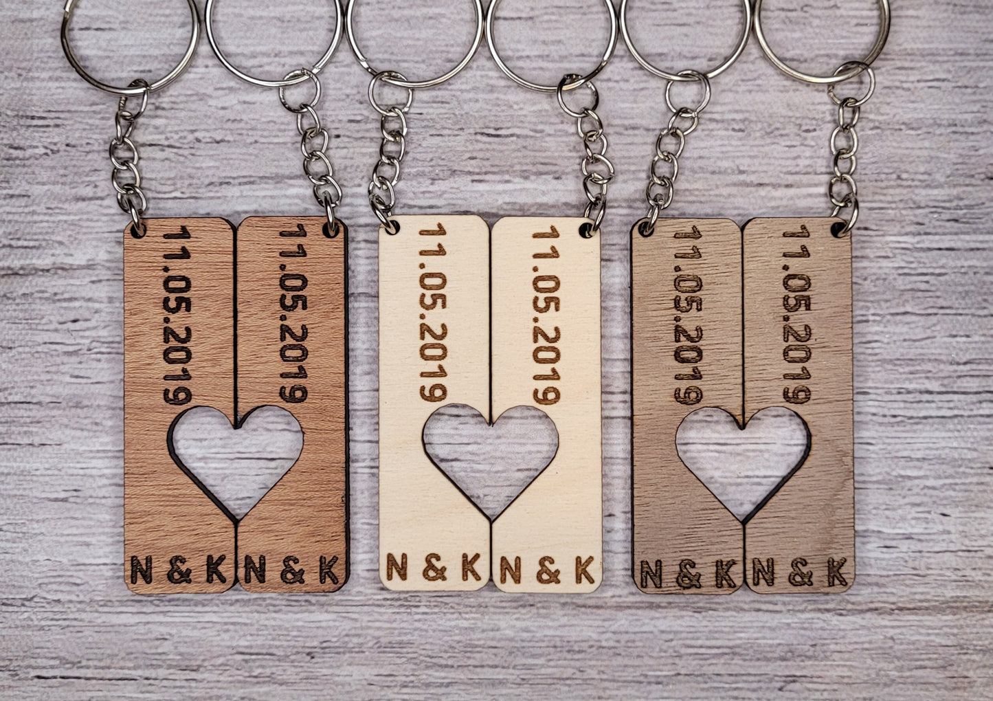 2 Custom Matching Wood Keychains