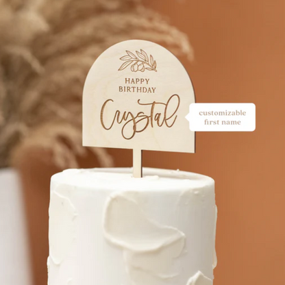 Cake Topper Arched Boho Engraved