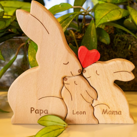 Wooden Family Rabbit Puzzle