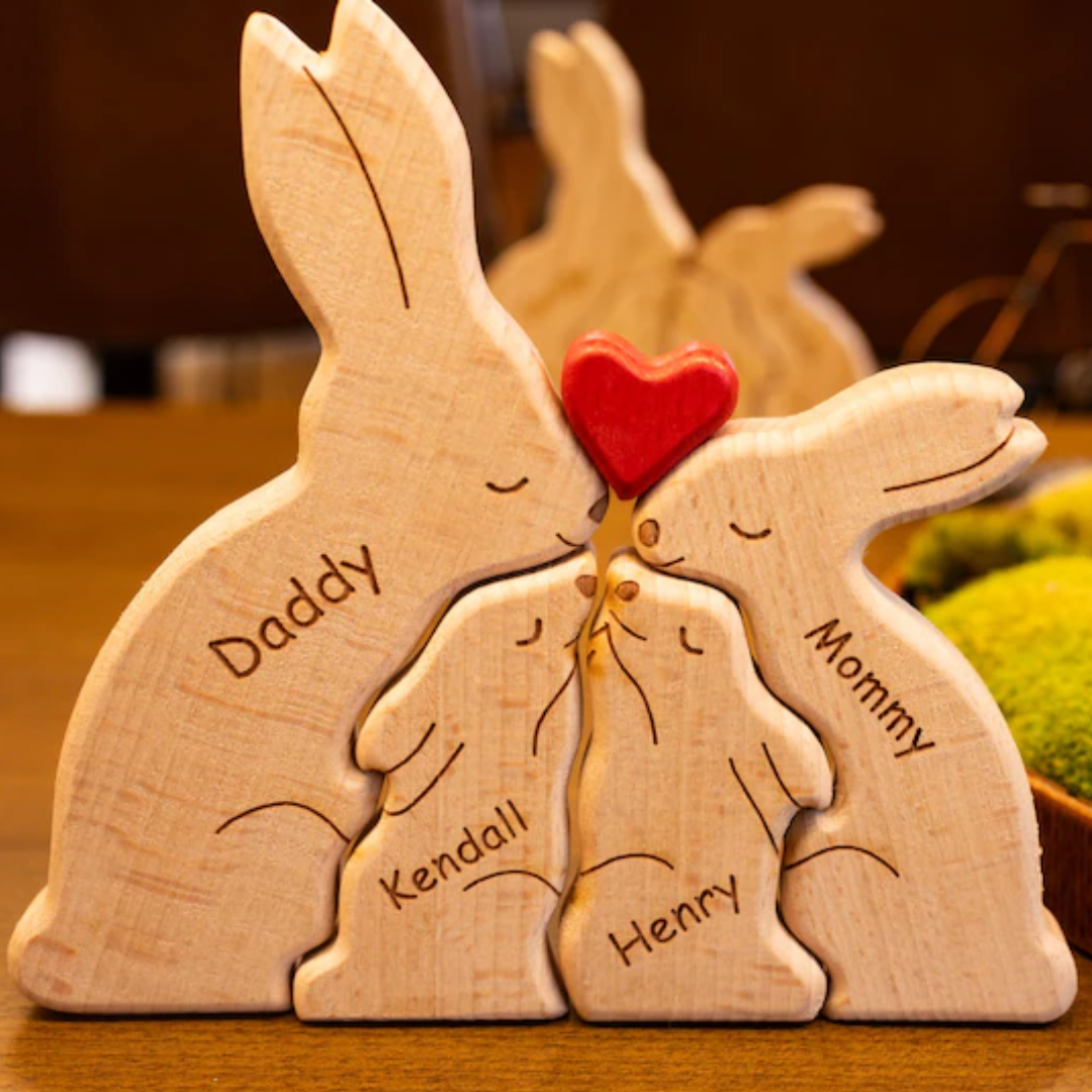 Wooden Family Rabbit Puzzle