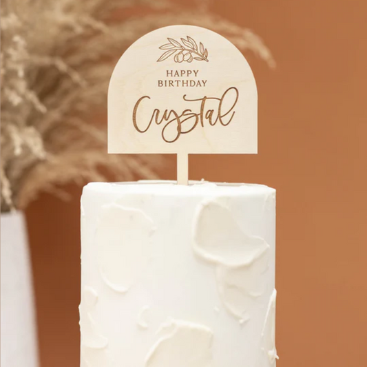 Cake Topper Arched Boho Engraved