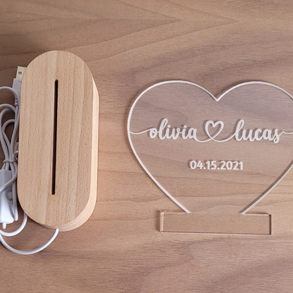 Personalized Night Light With Couples Names